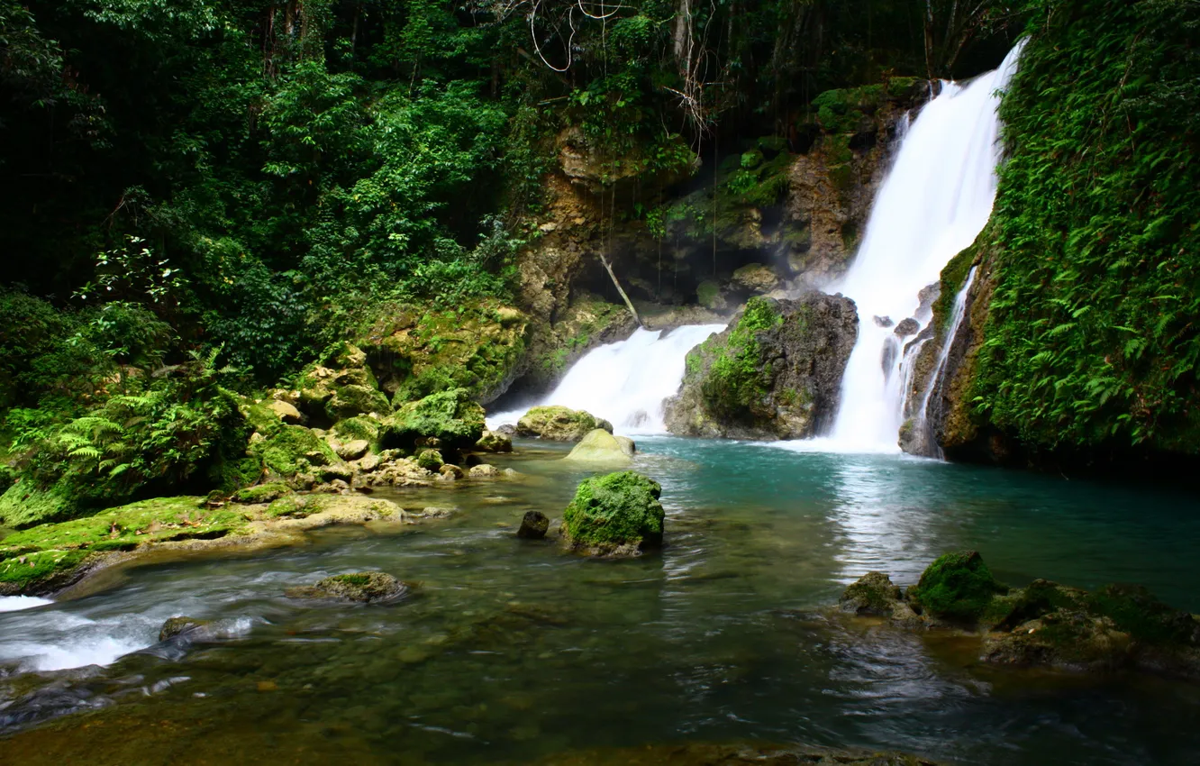 Фото обои природа, река, фото, водопад, YS Jamaica
