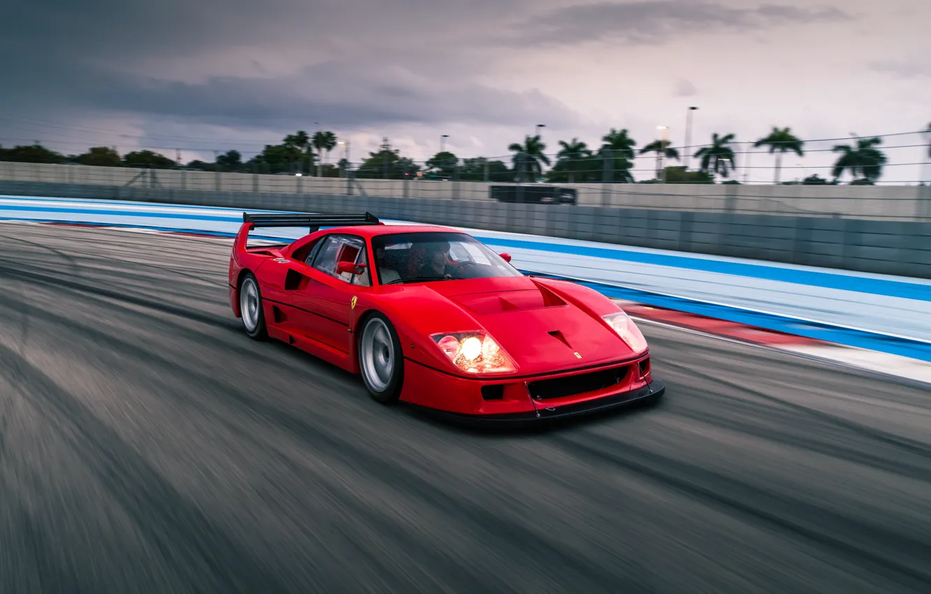 Фото обои Ferrari, F40, drive, motion, Ferrari F40 LM by Michelotto