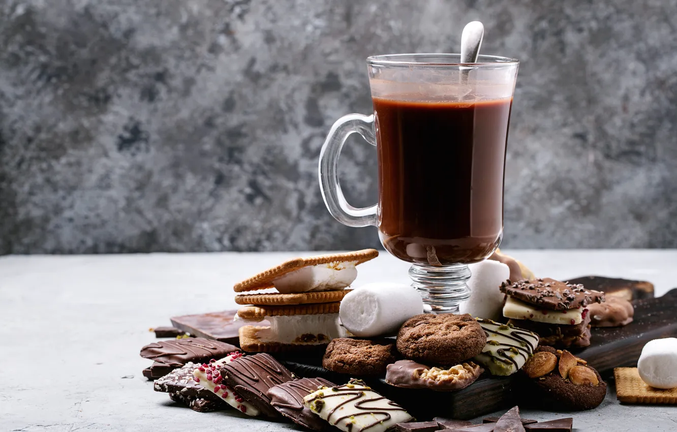 Фото обои горячий, шоколад, печенье, кружка, Roman Dbree