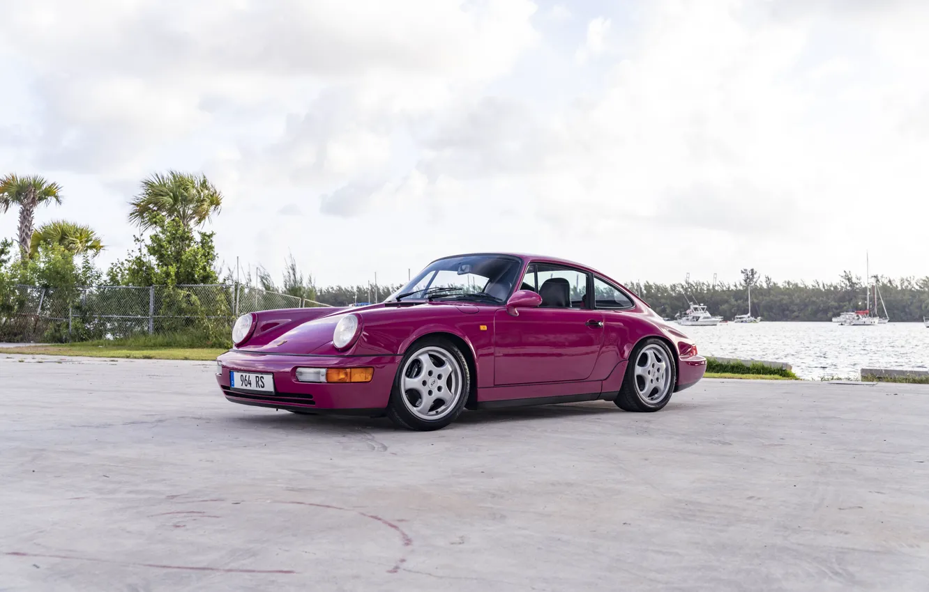 Фото обои Pink, Porsche, Lake, Porsche 964, Carrera RS, Porsche 911 964 Carrera RS