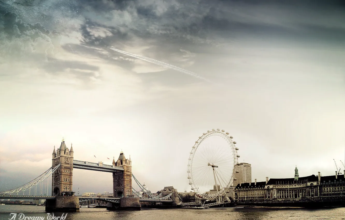 Фото обои облака, мост, Лондон, Dreamy World