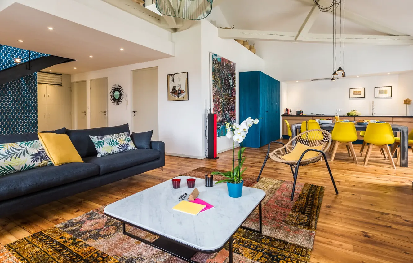 Фото обои дизайн, интерьер, гостиная, столовая, apartment in Biarritz center