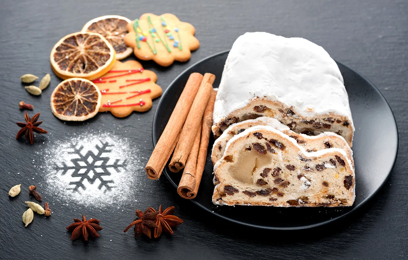 Фото обои печенье, корица, выпечка, сладкое, кекс, изюм, анис