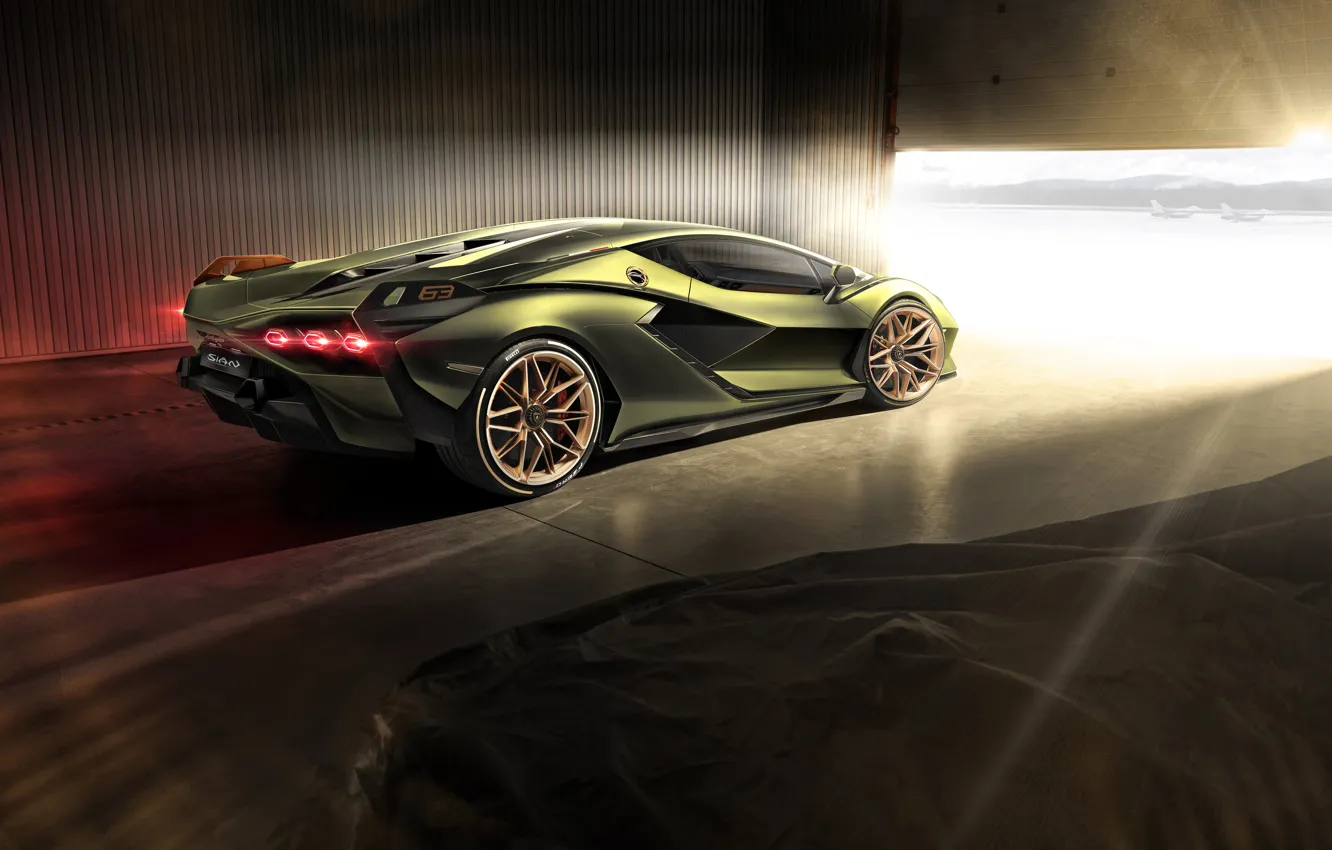 Фото обои свет, Lamborghini, суперкар, гибридный, Sián