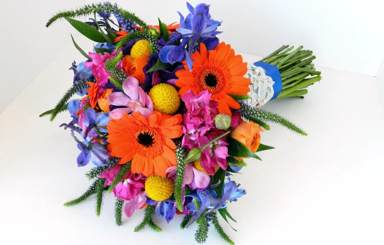 Фото обои букет, герберы, gerberas, ирис, bouquets, Irises