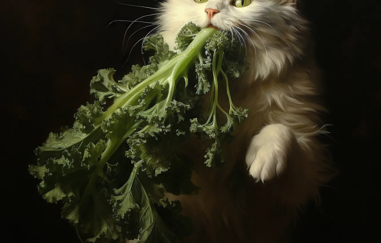 Фото обои кошка, кот, взгляд, поза, котенок, черный фон, мордашка, голод