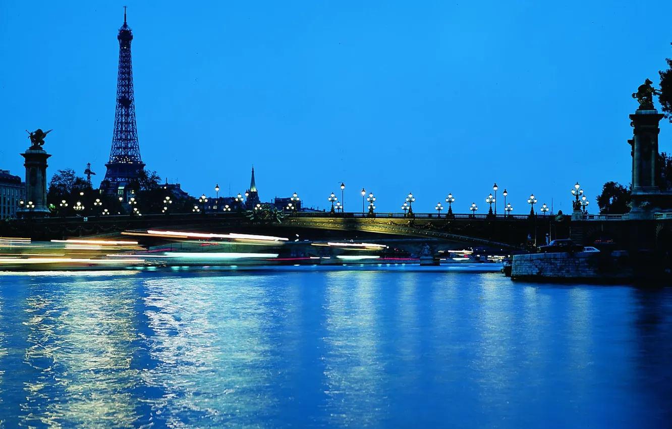 Фото обои Париж, Огни, Ночь