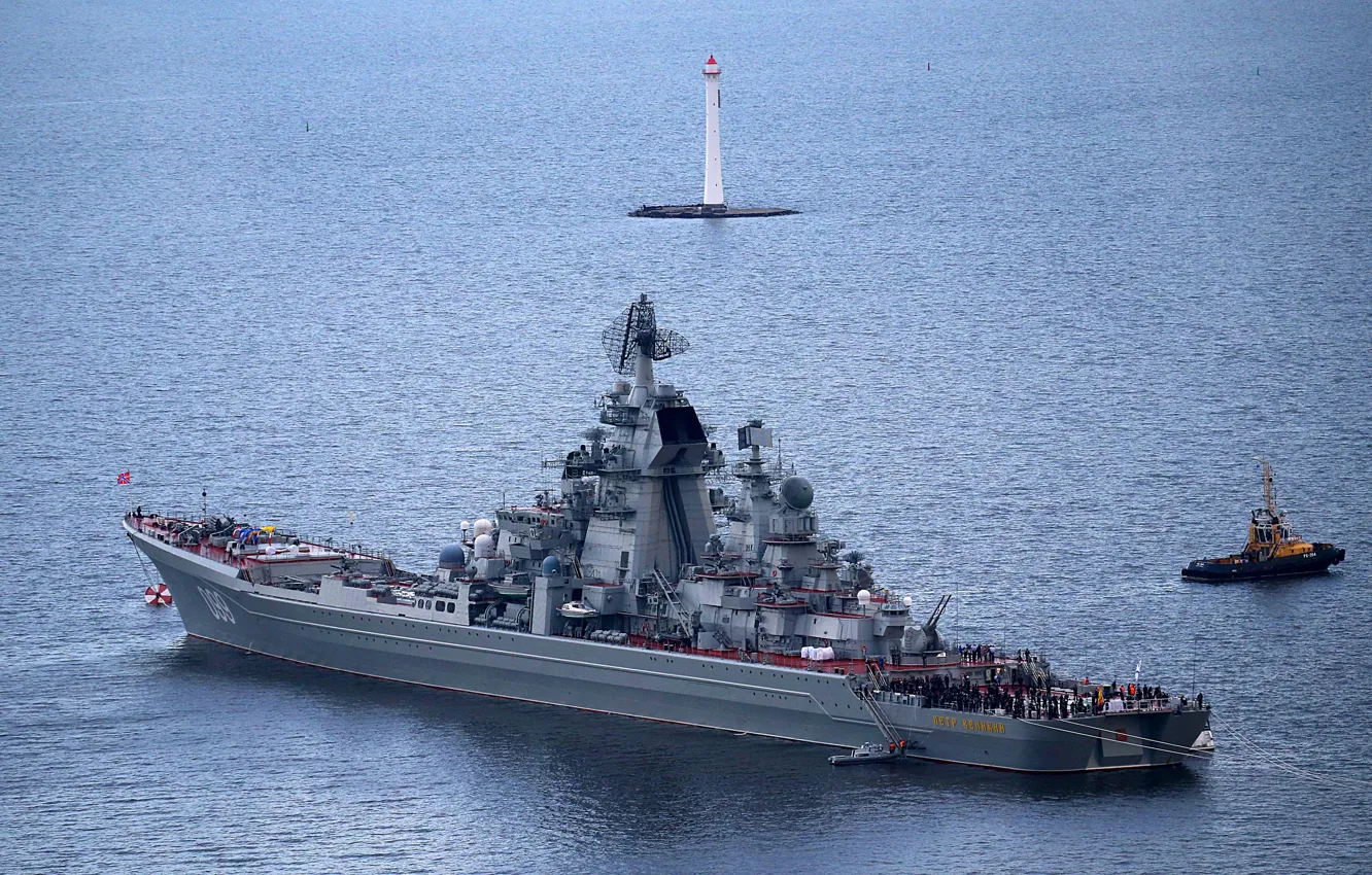 Фото обои проект 1144, петр великий, тяжелый атомный ракетный крейсер