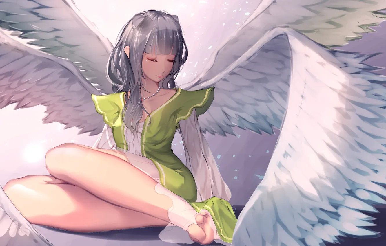 Фото обои девушка, крылья, ангел, аниме, арт, фентази