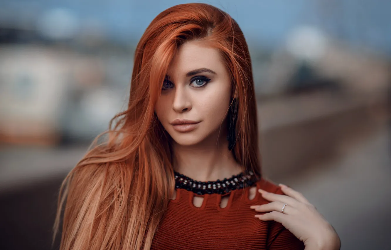 Фото обои взгляд, рыжая, рыжеволосая, длинные волосы, Hakan Erenler, Dana Bounty