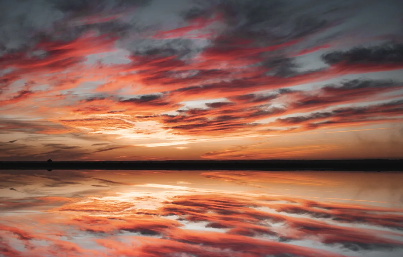 Фото обои sky, sea, sunset, clouds