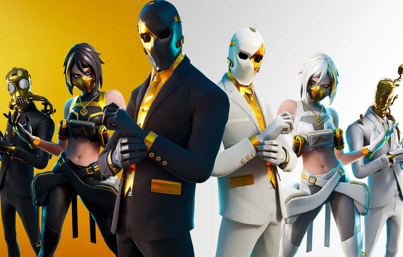 Фото обои игра, маска, game, character, персонаж, Epic Games, королевская битва, черные одежды