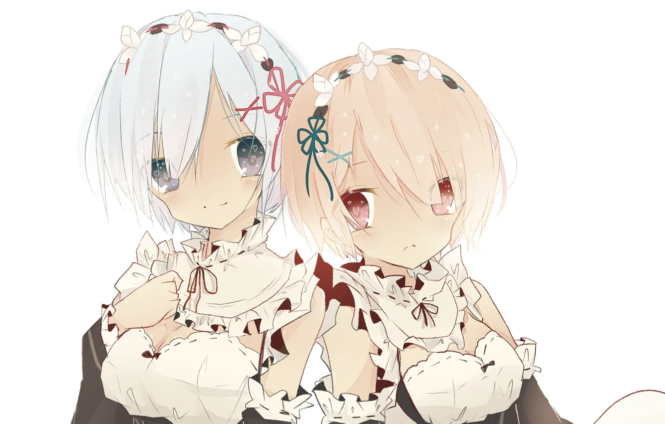 Фото обои девочка, горничные, рам, re zero kara hajimeru isekai seikatsu, С нуля, Рем