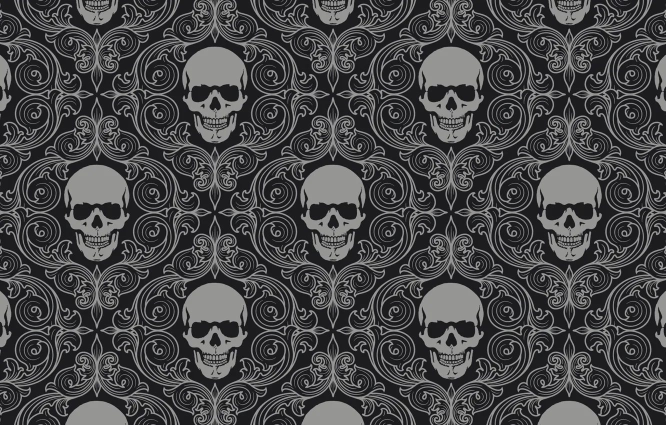 Фото обои skull, background, gray, skull tiles