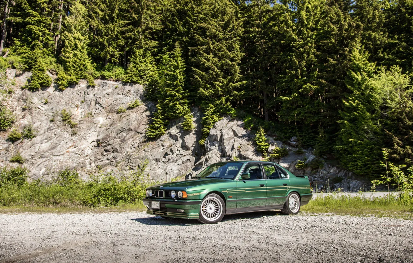Фото обои green, BMW, Front, E34, Alpina, Bi-Turbo, ALPINA B10