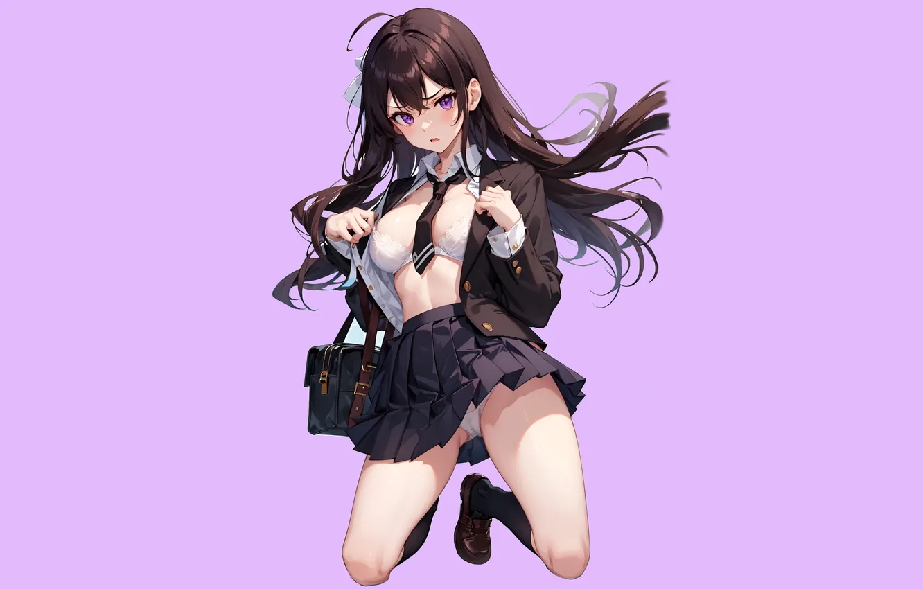 Фото обои kawaii, girl, hot, sexy, bra, school uniform, panties, anime