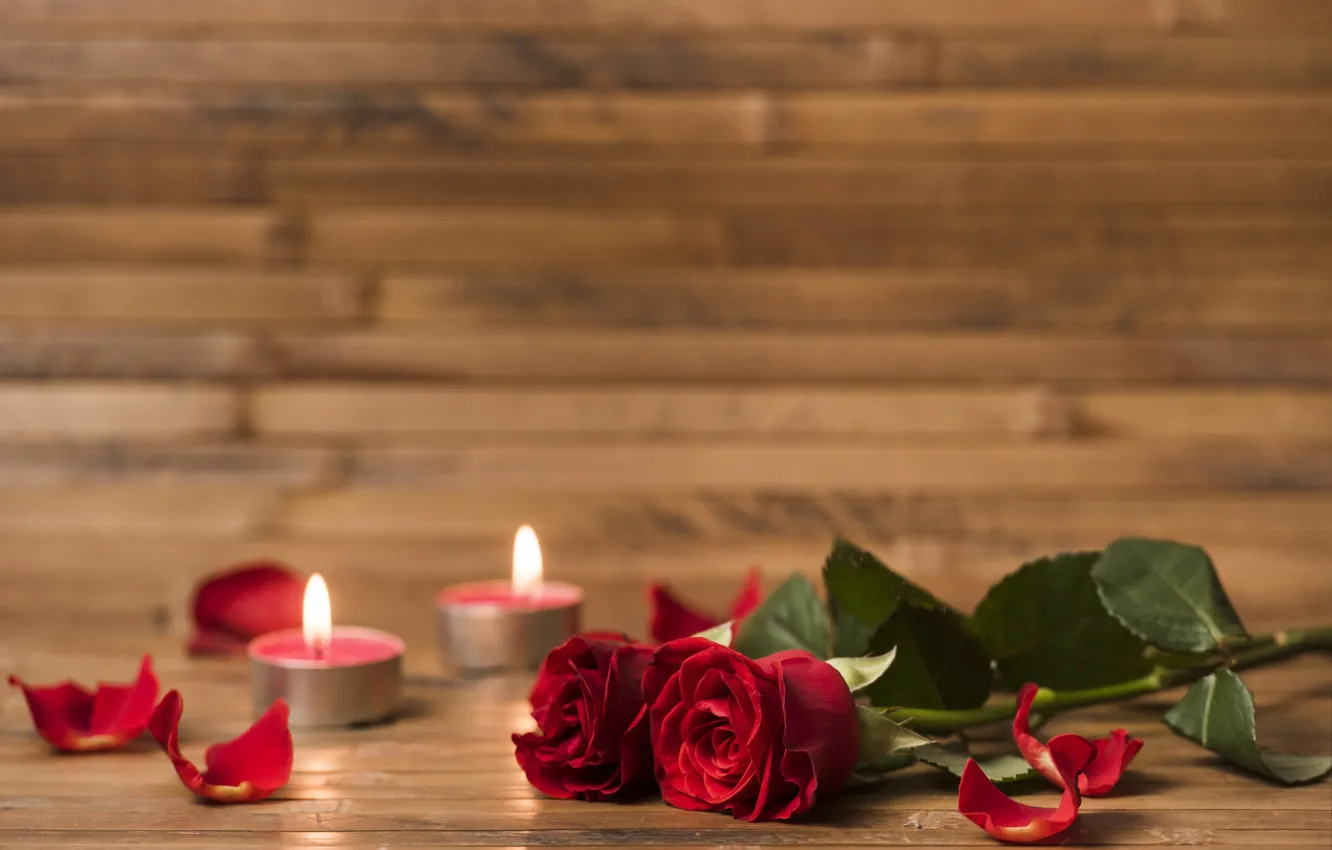 Фото обои романтика, розы, букет, свечи