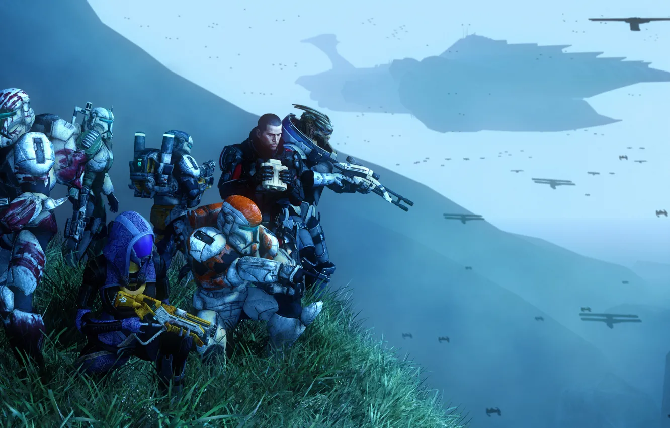 Фото обои star wars, shepard, Mass Effect, crossover, garrus vakarian, turian, Quarian, Tali'Zorah nar Rayya