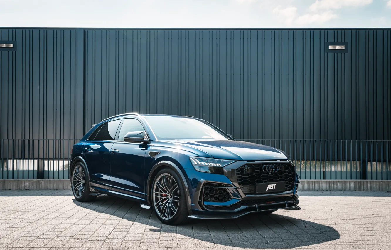 Фото обои Audi, Blue, Front, ABT, RS Q8, Q8R