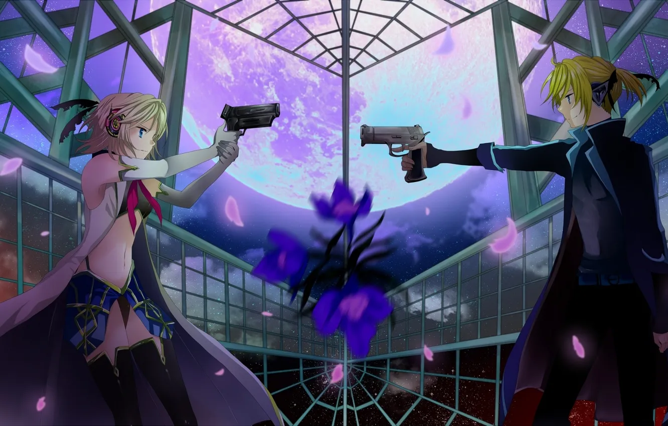 Фото обои оружие, девушки, аниме, арт, vocaloid, kagamine rin