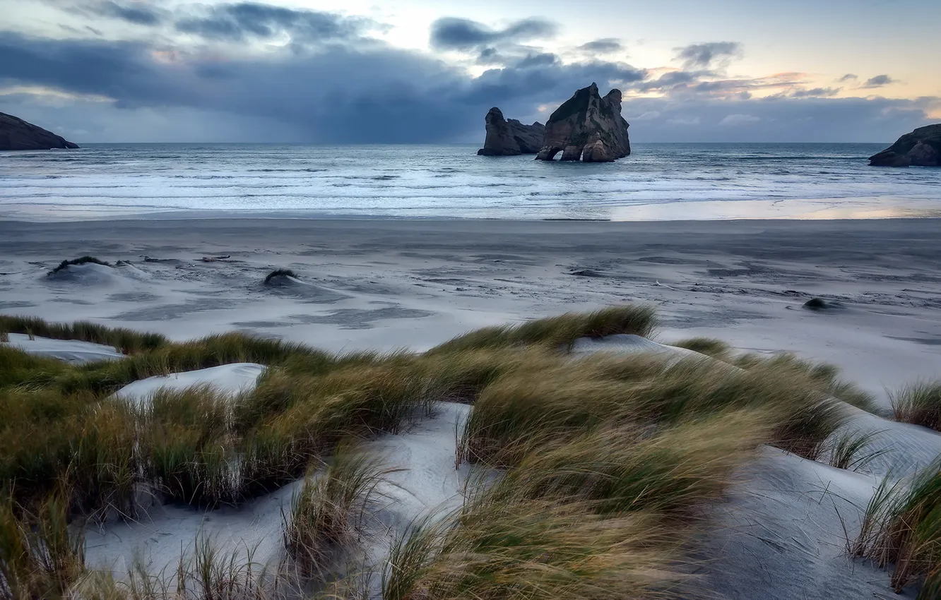 Фото обои море, природа, New Zealand, Wharariki Beach