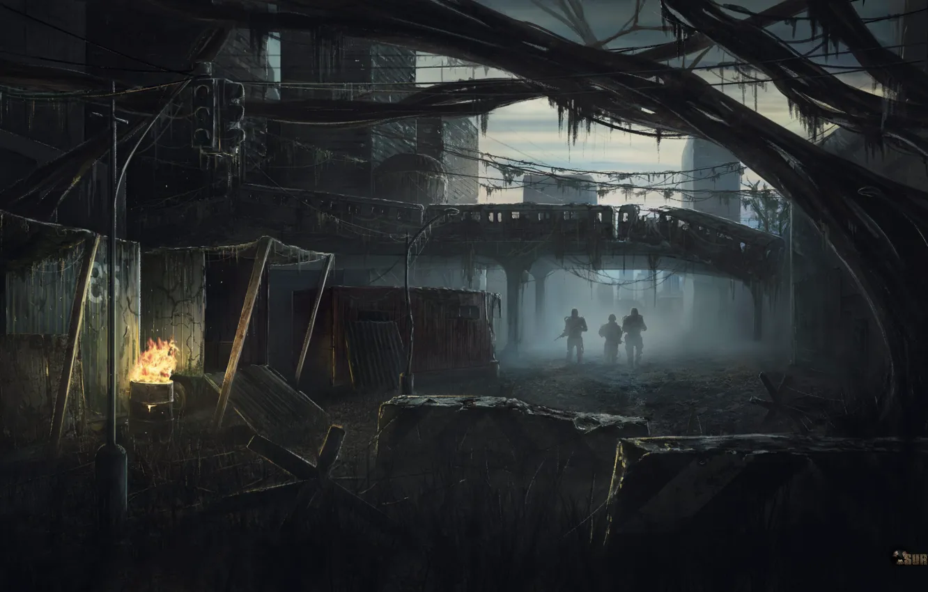 Фото обои город, поезд, постапокалипсис, выжившие, Survarium, запустение, Vostok Games, мрачная атмосфера