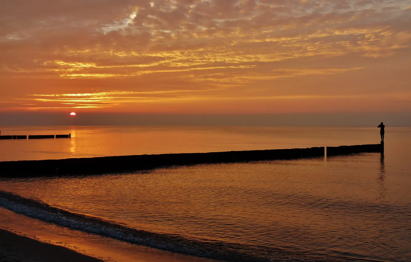 Фото обои Закат, Море, Sunset, Sea