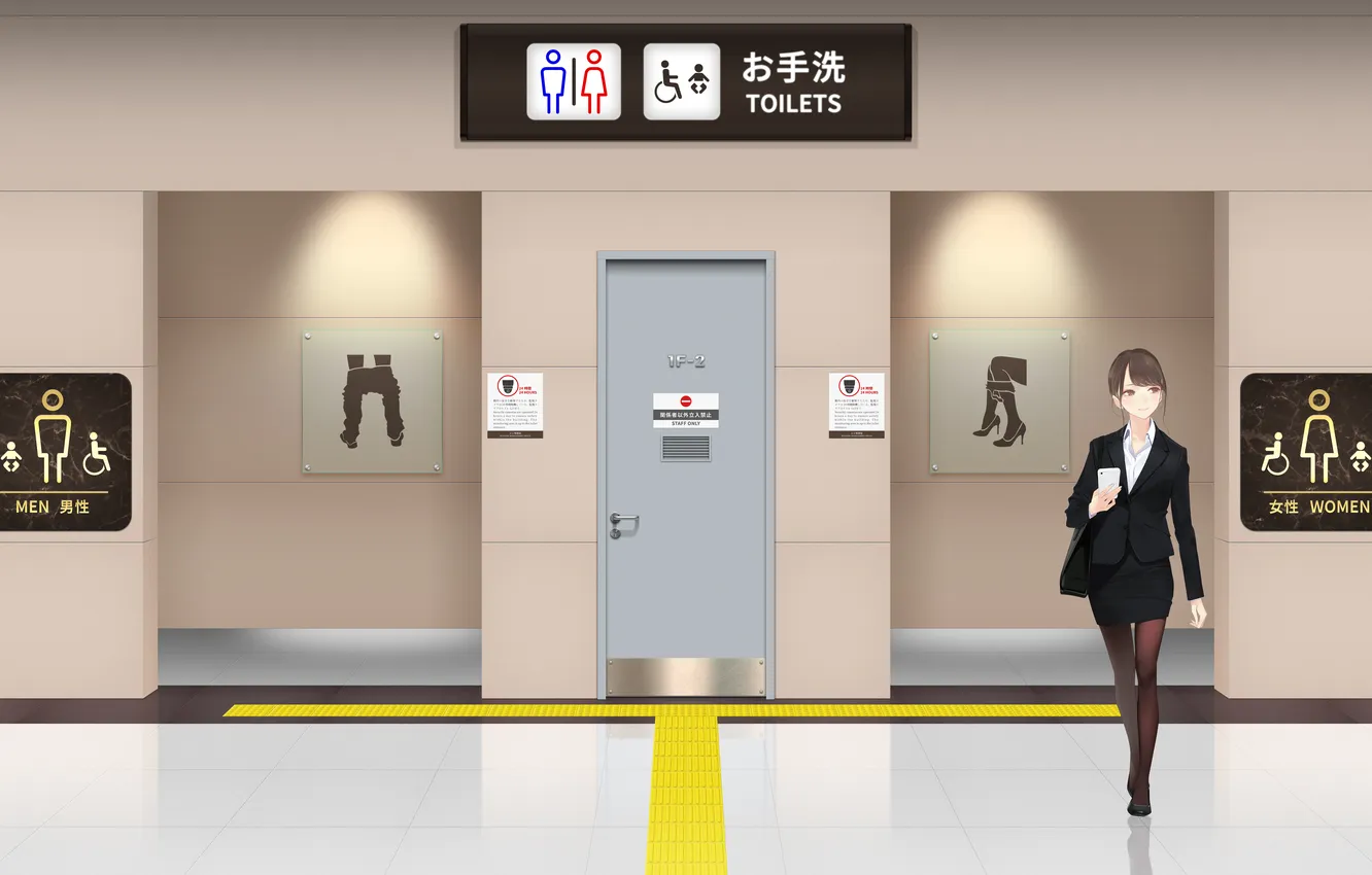 Фото обои sign, toilet, public restroom