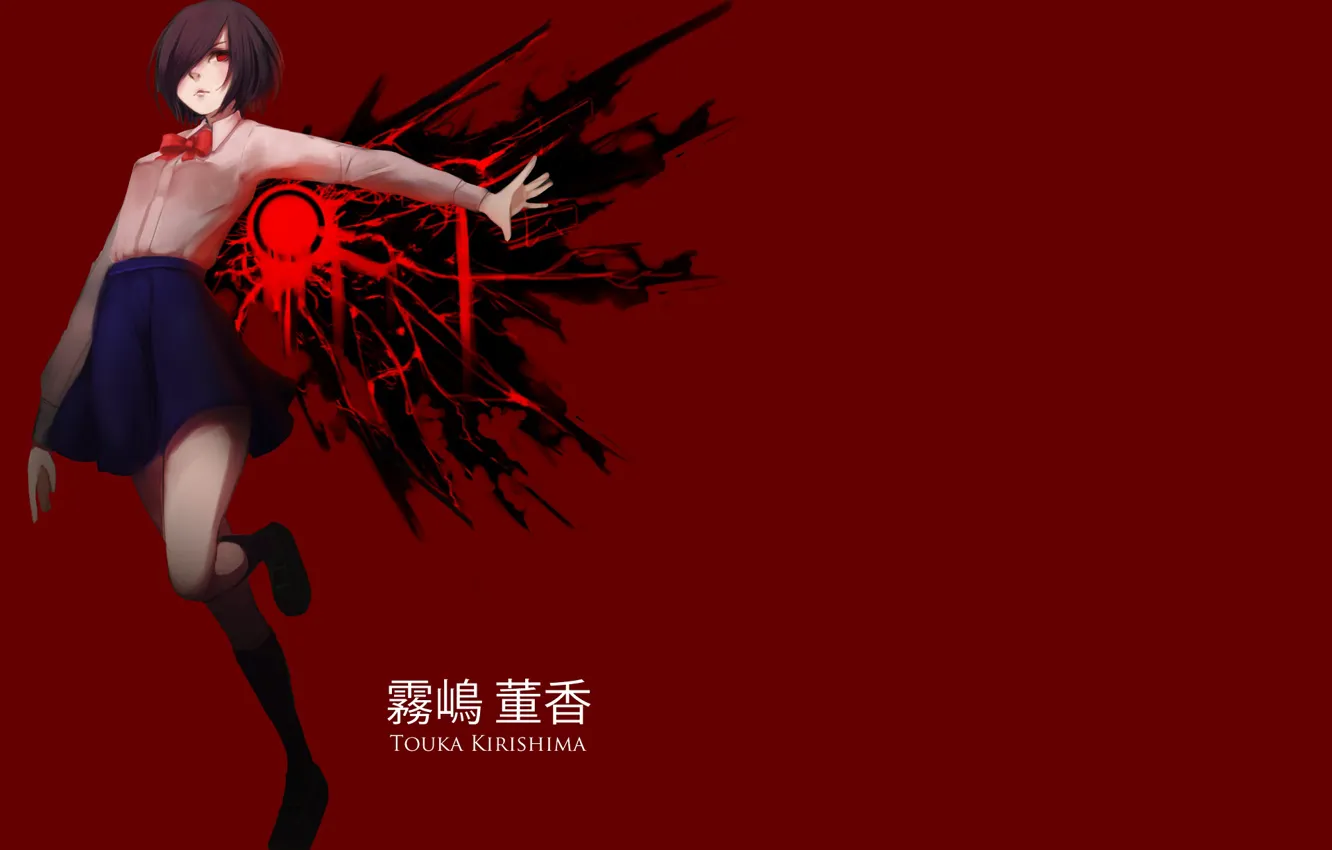 Фото обои девушка, арт, красный фон, Tokyo Ghoul, Токийский Гуль, Тока