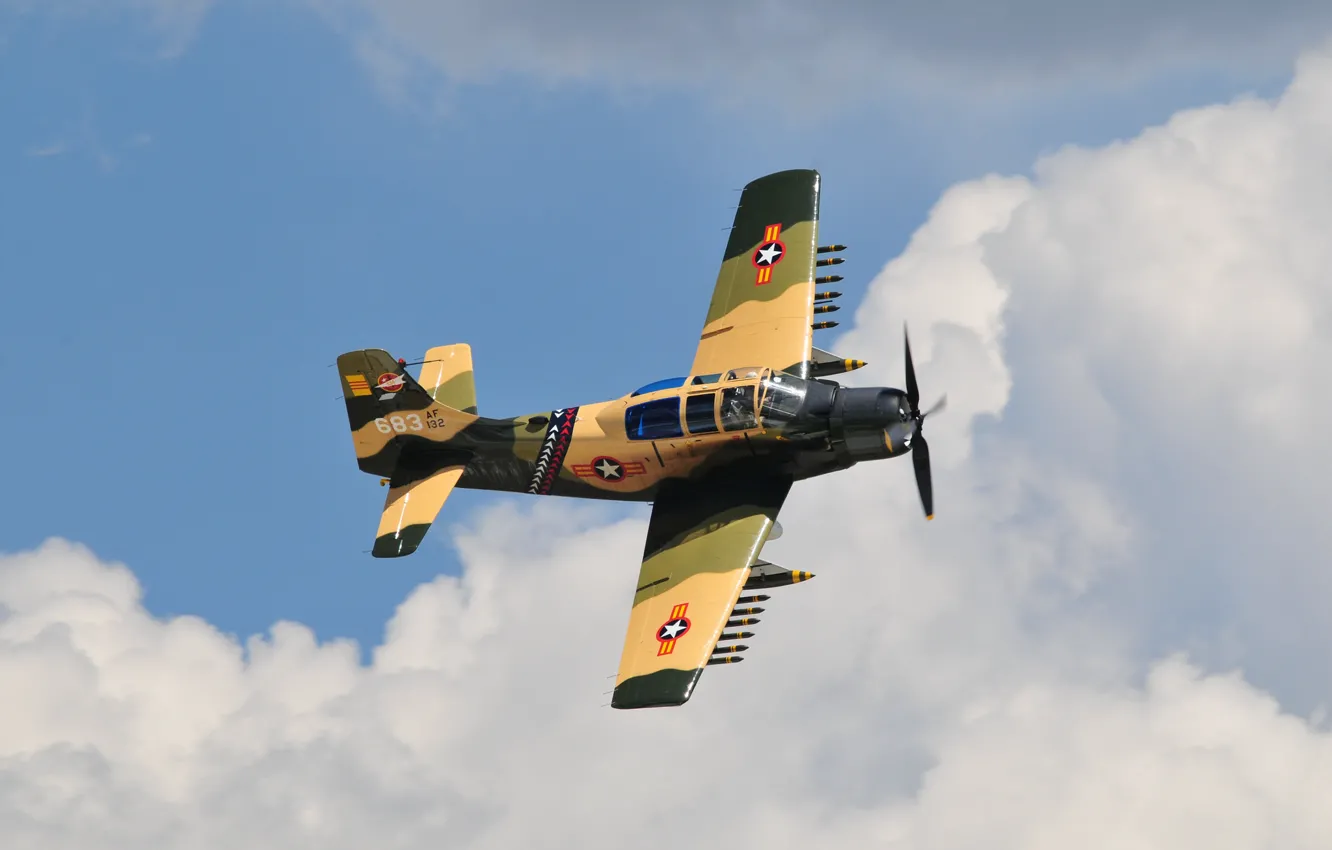 Фото обои штурмовик, «Скайрейдер», Skyraider, A-1E