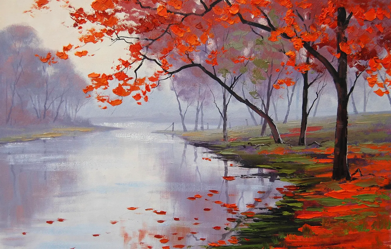 Фото обои АРТ, РИСУНОК, ARTSAUS, LAKE SIDE COLORS
