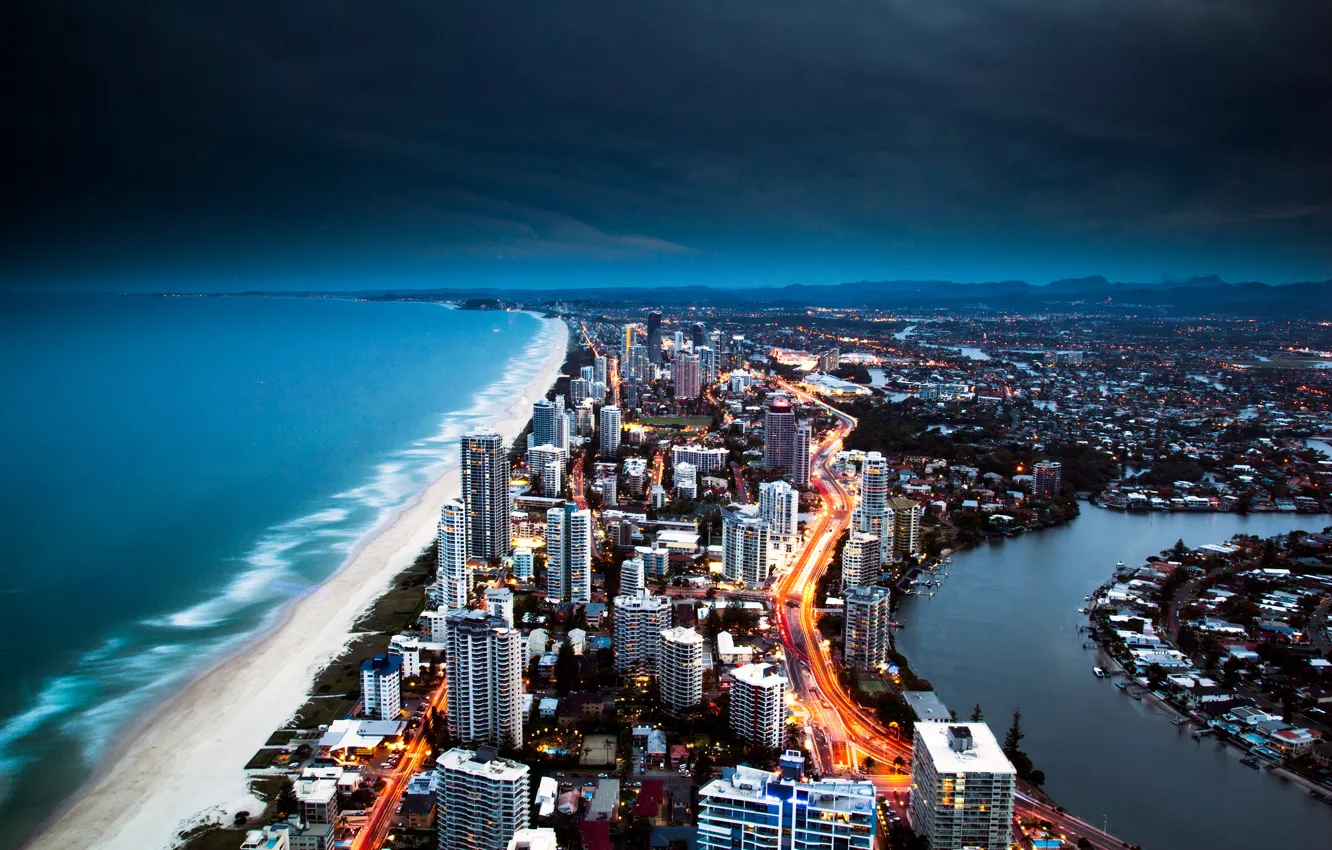 Фото обои море, город, океан, австралия, отели, золотой берег