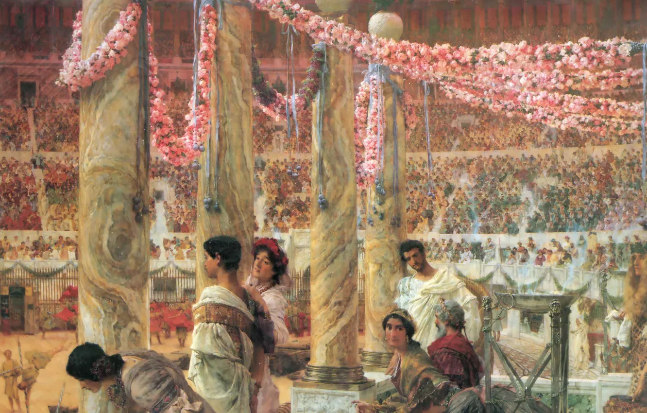 Фото обои интерьер, картина, история, император, Lawrence Alma-Tadema, Лоуренс Альма-Тадема, Каракалла и Гета