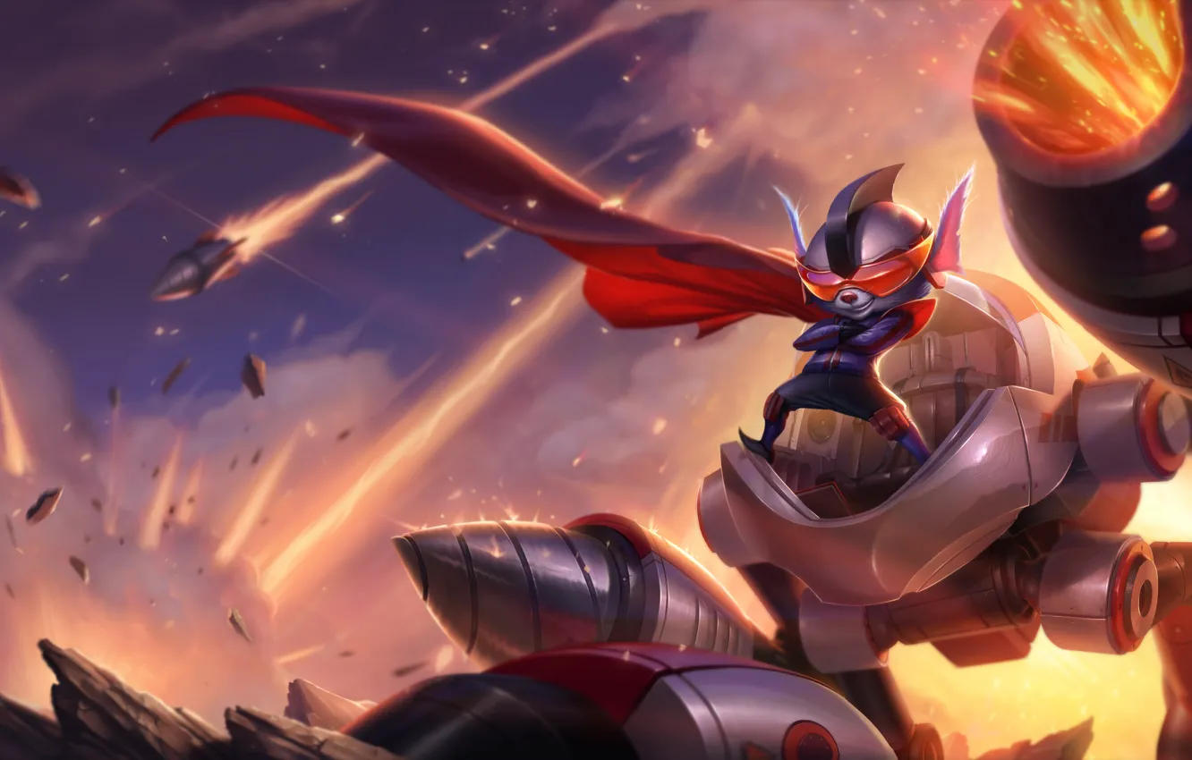 Фото обои корабль, ракеты, фэнтези, League of Legends, Riot Games, Rumble, Andrew Silver