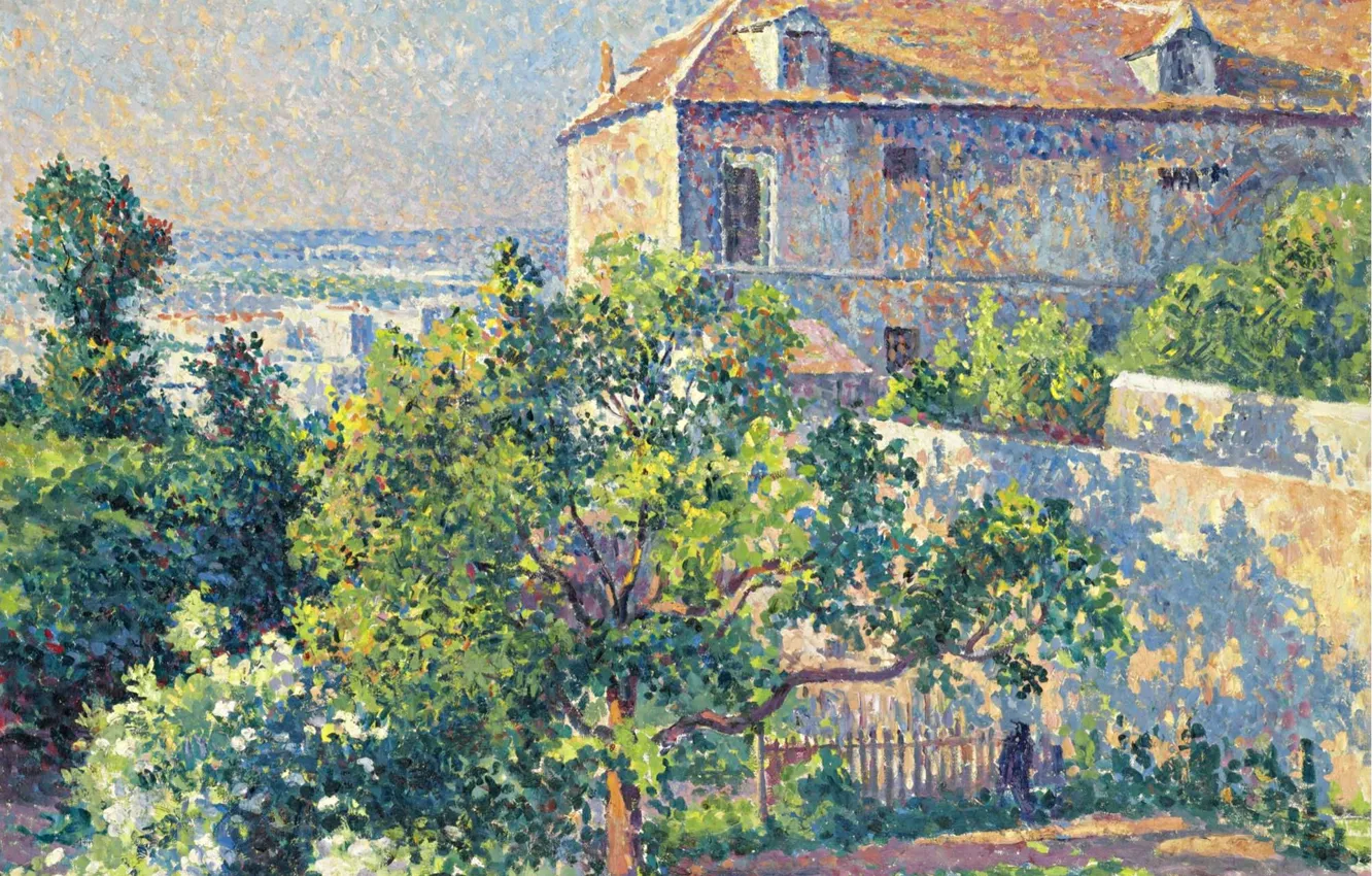 Фото обои картина, городской пейзаж, 1895, Максимильен Люс, Maximilien Luce, Монмартр. Дом Сюзанны Валадон