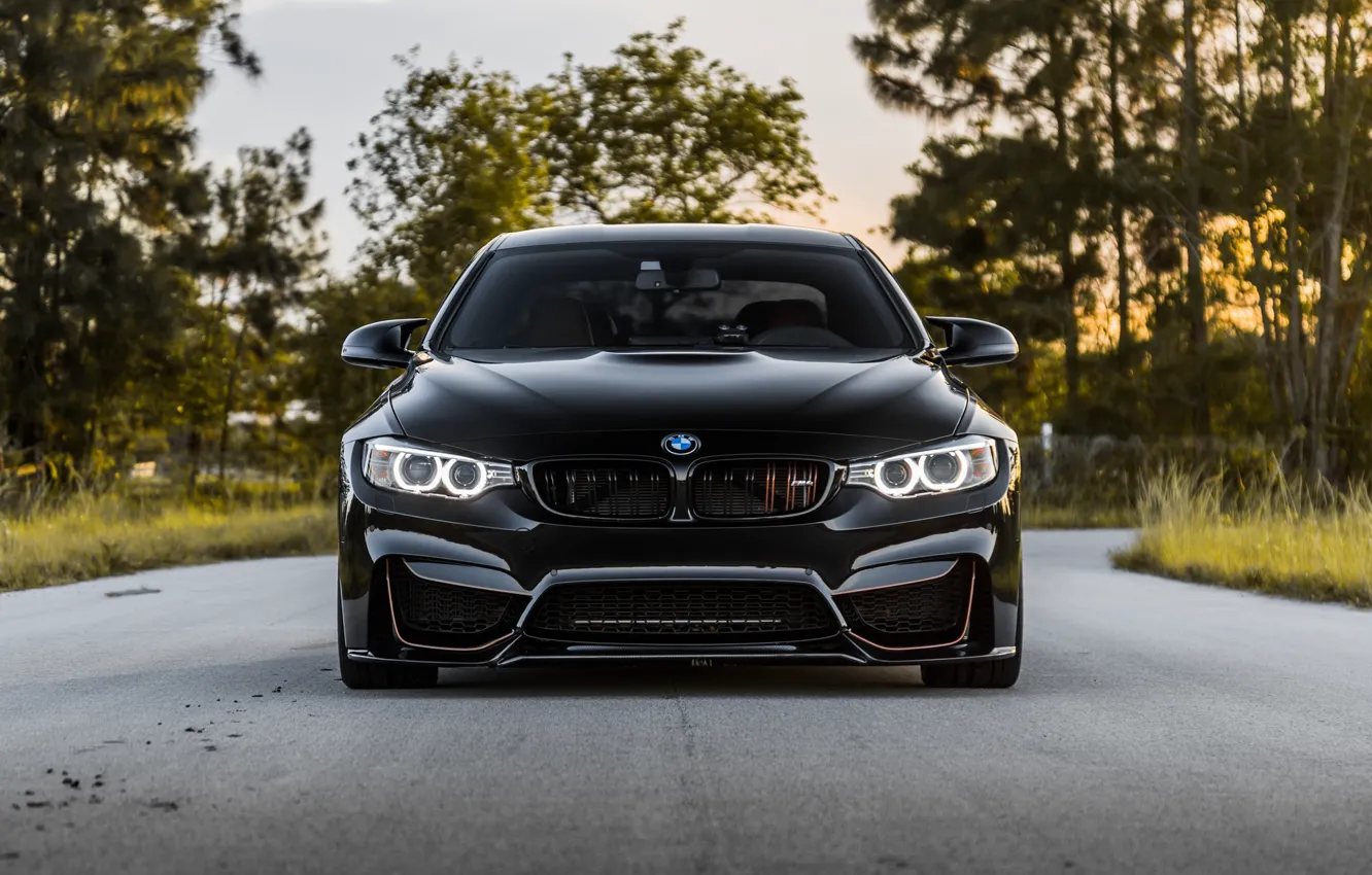 Фото обои BMW, Front, Black, Face, Sight, LED, F83