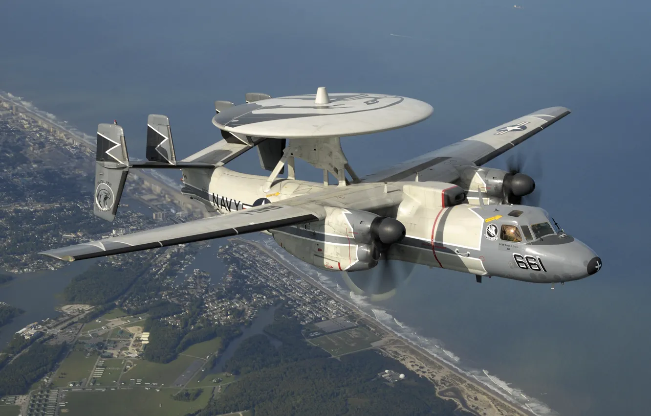 Фото обои самолёт, Grumman, палубный, Hawkeye, дальнего, обнаружения, радиолокационного, E-2C