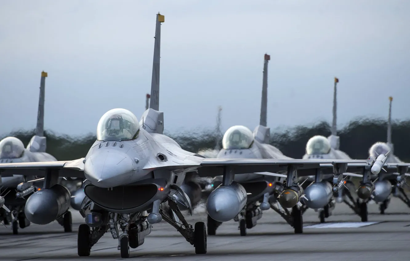 Фото обои F-16, Fighting Falcon, ВВС США, General Dynamics
