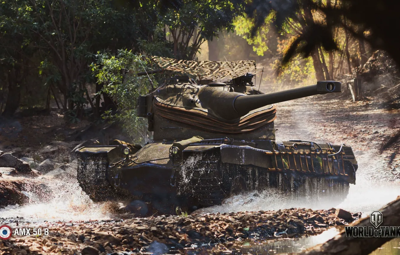 Фото обои WoT, World of Tanks, Wargaming, AMX 50 B, game art