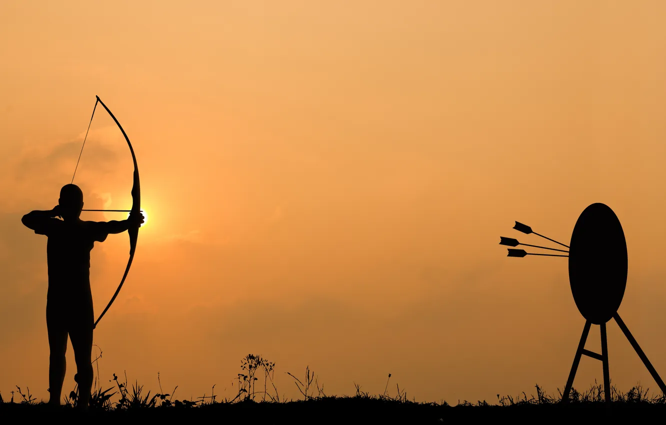 Фото обои sunset, arrows, archery