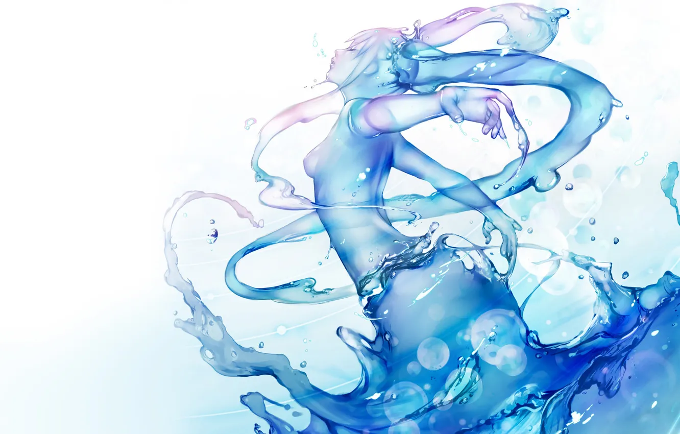Фото обои вода, девушка, арт, vocaloid, hatsune miku, вокалоид, хатсуне мику