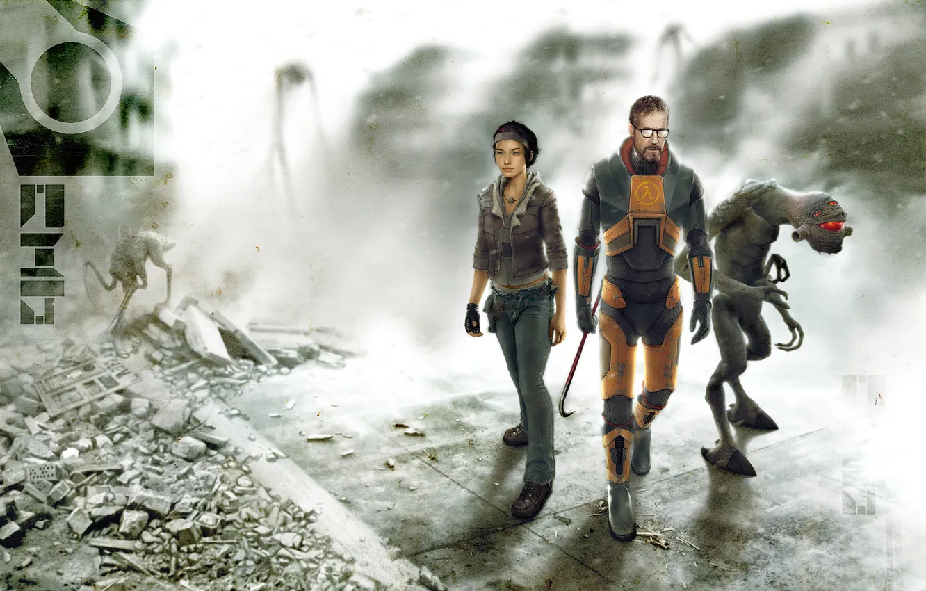 Фото обои Гордон Фримен, Аликс Вэнс, Вортигонт, Half-life 2