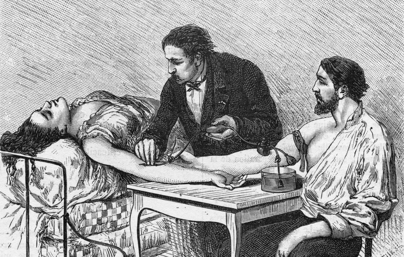 Фото обои доктор, медицина, переливание крови, больная женщина