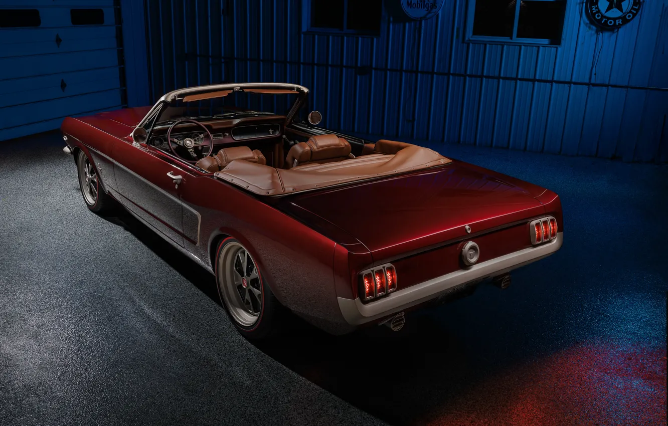 Фото обои car, Mustang, Ford, Ringbrothers, taillights, 1965 Ford Mustang Convertible, Ford Mustang Uncaged