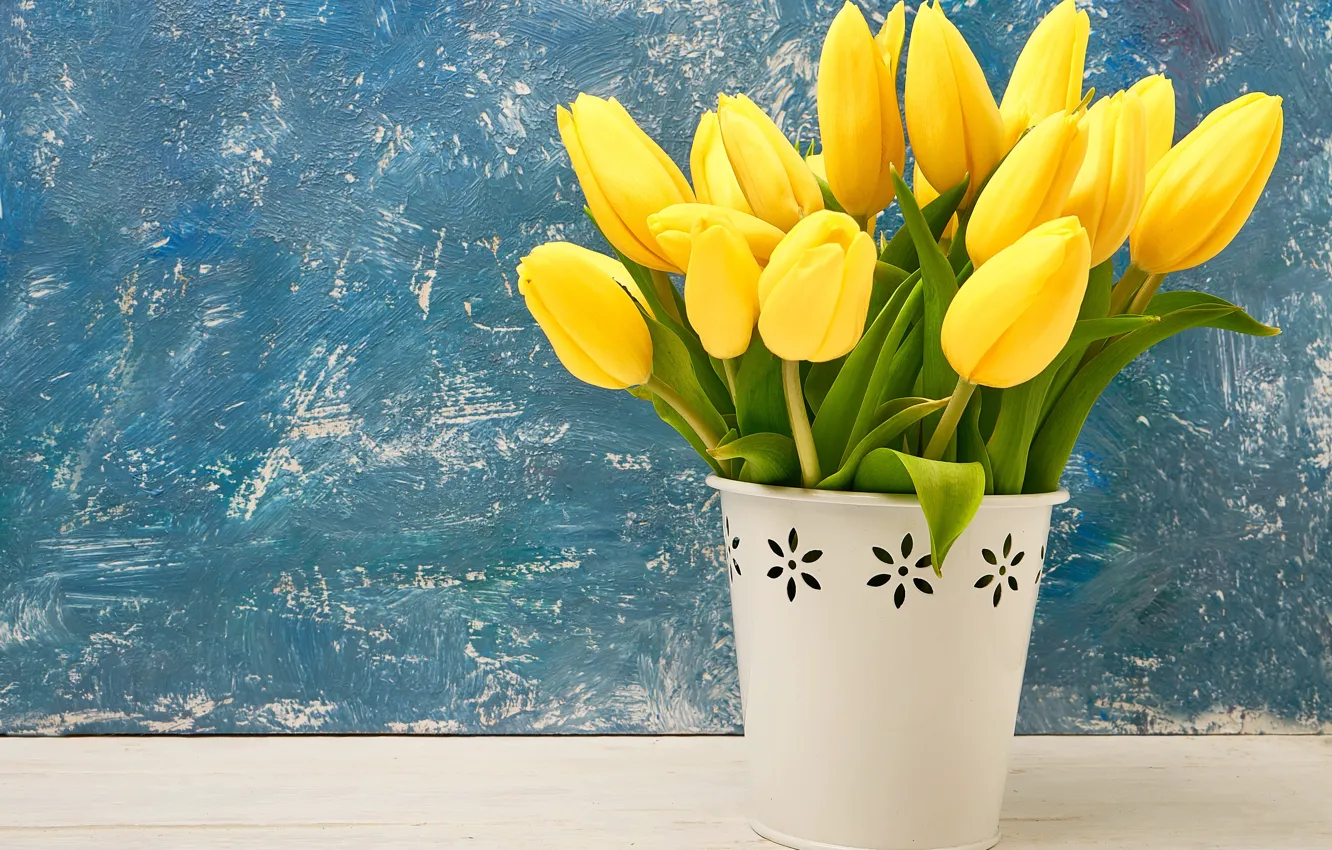 Фото обои цветы, букет, желтые, тюльпаны, fresh, yellow, flowers, tulips