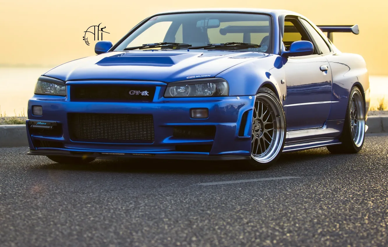 Фото обои Blue, BBS, Mugen, Skyline GTR