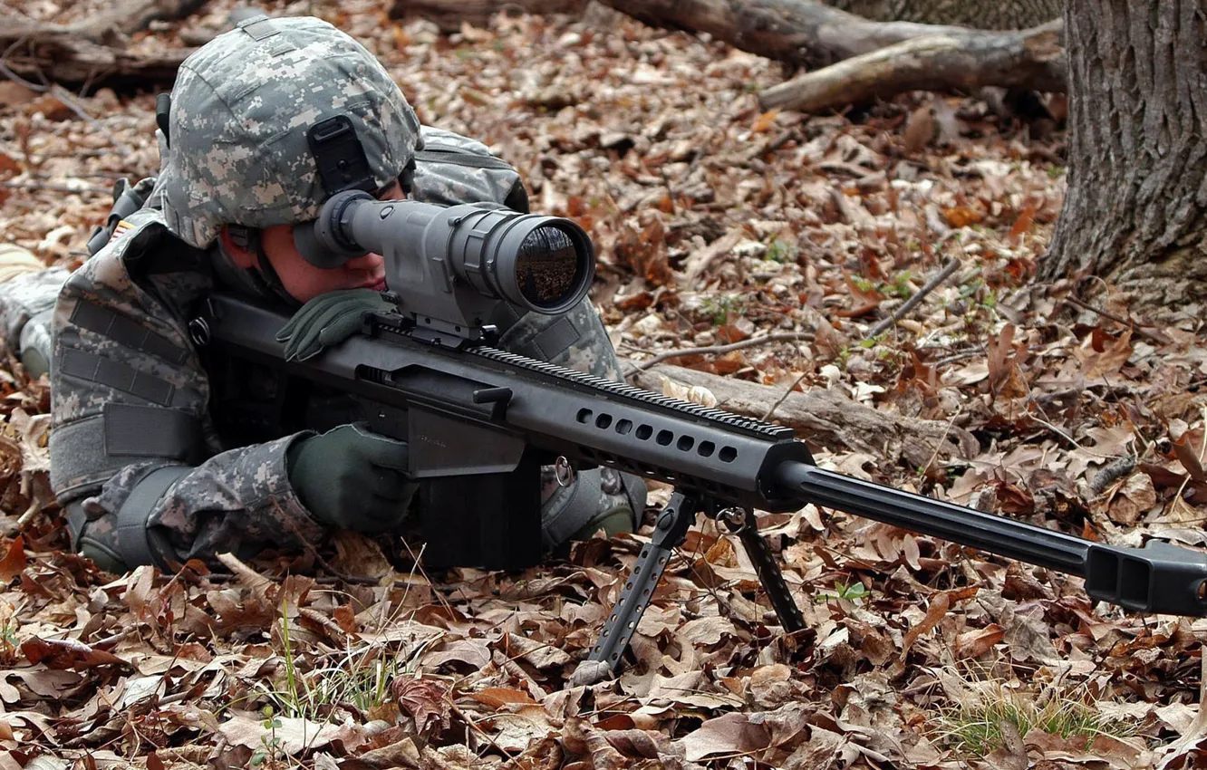Фото обои снайпер, Barrett, крупнокалиберная снайперская винтовка, M82A3, M107, Light fifty, Barrett Firearms Company