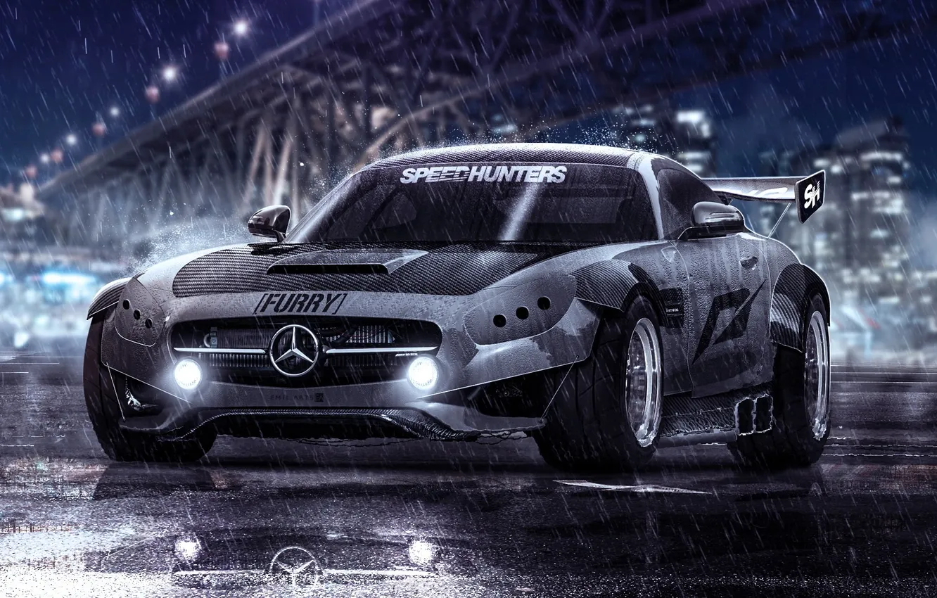 Фото обои car, rain, vehicle, depth of field