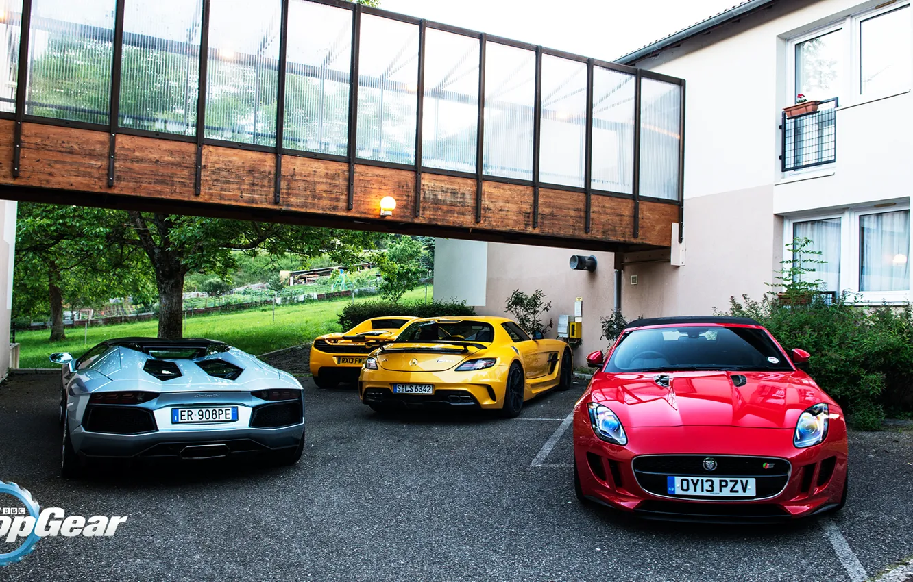 Фото обои McLaren, Roadster, Mercedes-Benz, Jaguar, Lamborghini, SLS, MP4-12C, Aventador