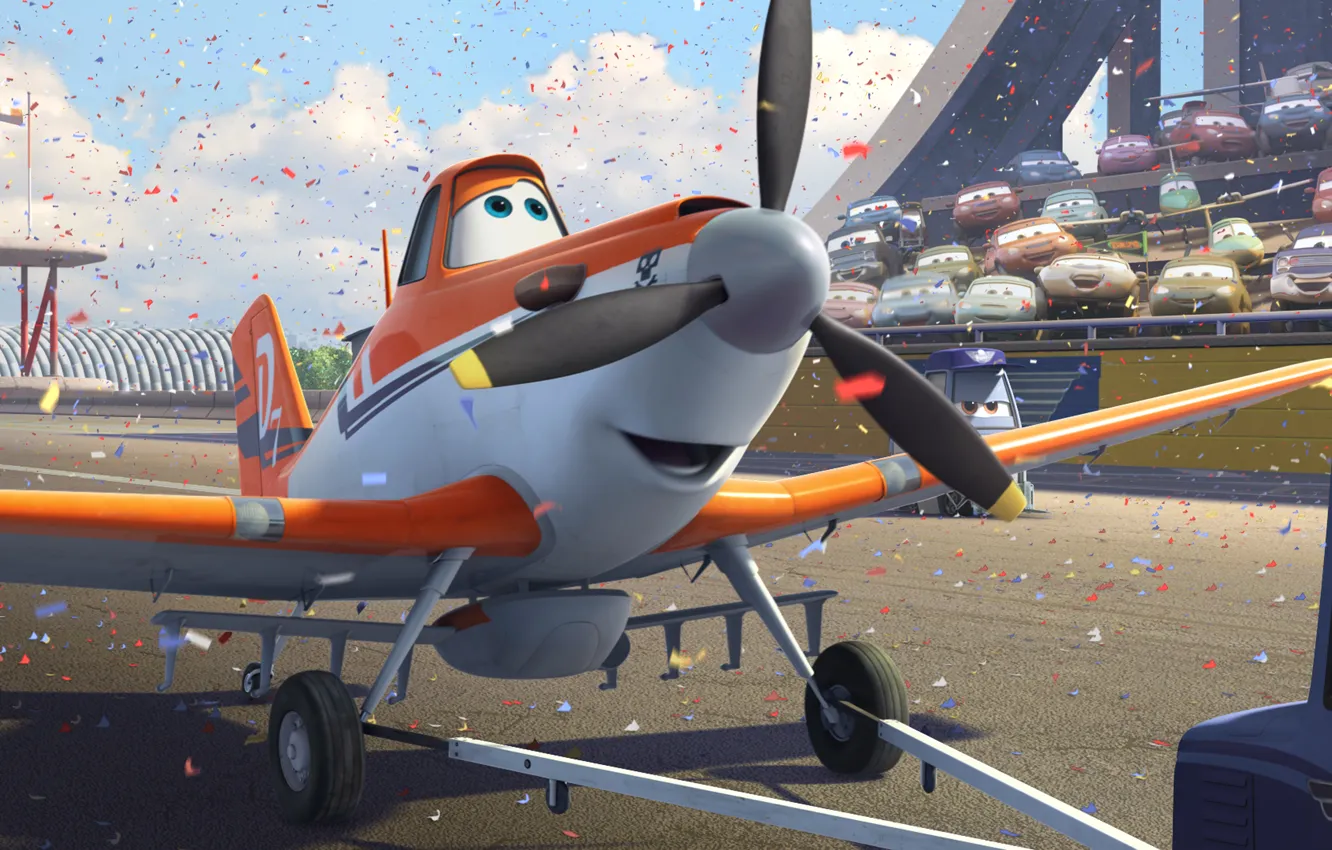 Фото обои машины, мультфильм, крылья, приключения, rally, wings, трибуны, Walt Disney